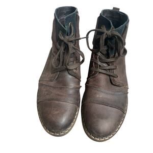 Bullboxer Kelden cap 2-tone boots men’s leather brown navy contrast stitch Sz 10